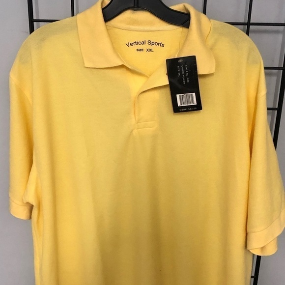 Vertical sports polo shirt classic fit yellow 2x - Picture 2 of 3